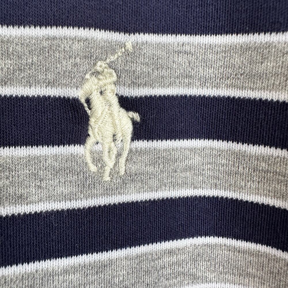 POLO Ralph Lauren Custom Slim Fit Stripe Short Sleeve Shirt Men's LARGE Grey - Picture 3 of 10